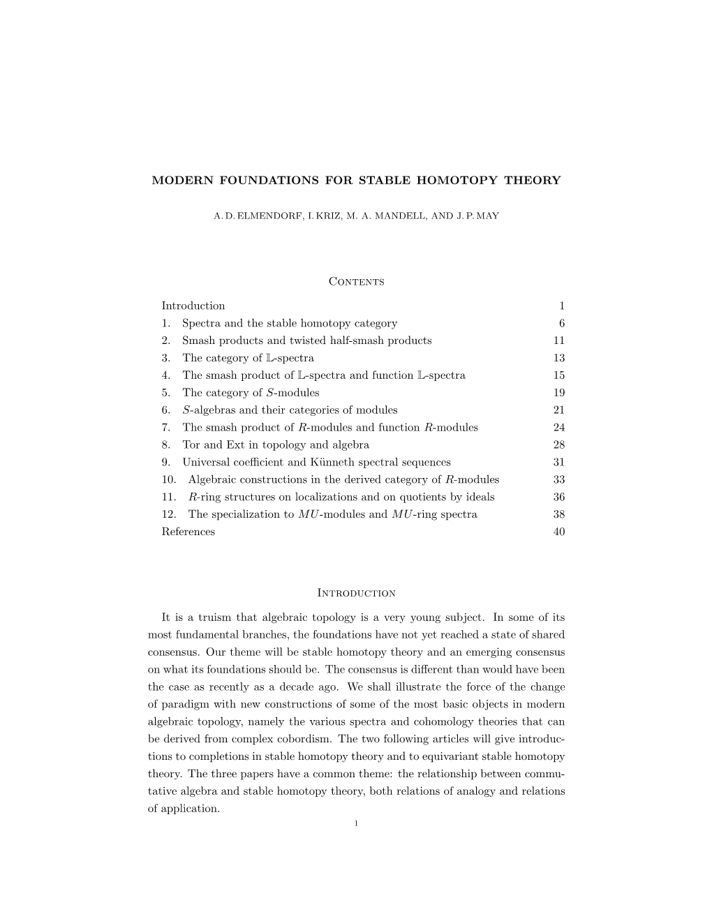 Modern Foundations for Stable Homotopy Theory