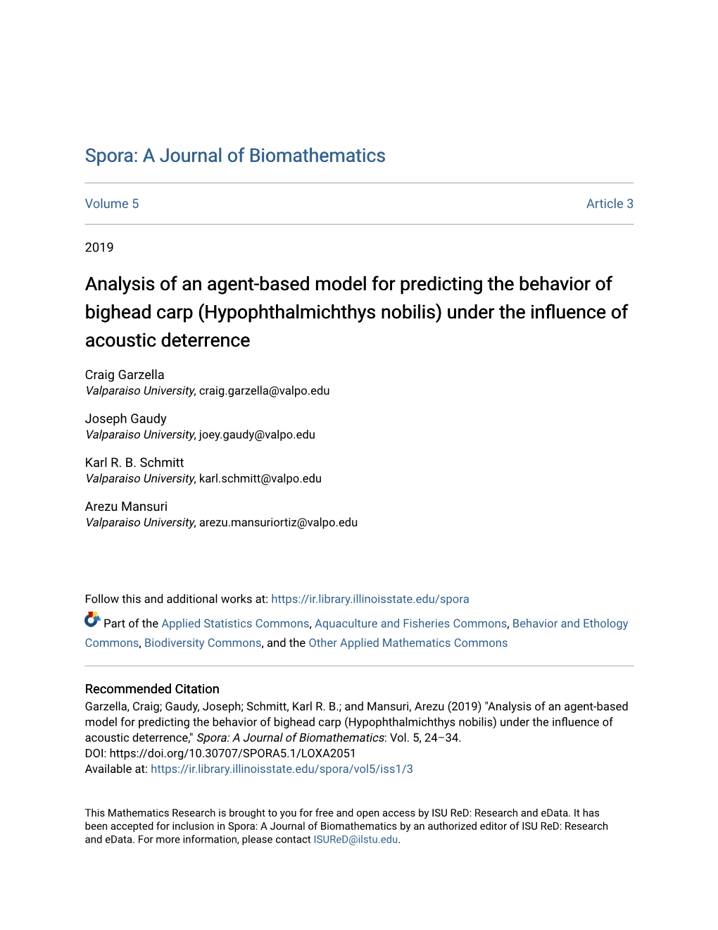 Analysis of an Agent-Based Model for Predicting the Behavior of Bighead Carp (Hypophthalmichthys Nobilis) Under the Influence of Acoustic Deterrence