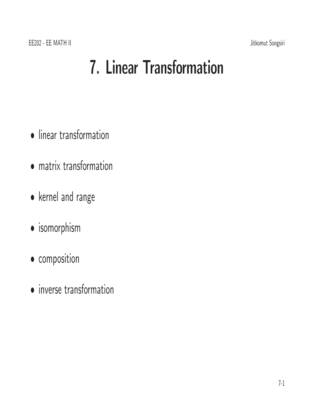 Linear Transformation