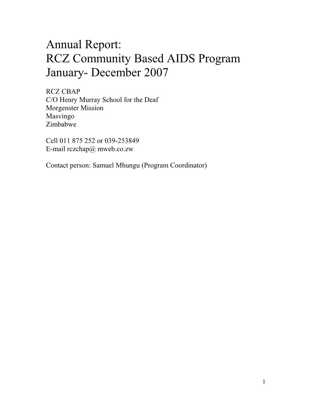 RCZ Community Based AIDS Program s1