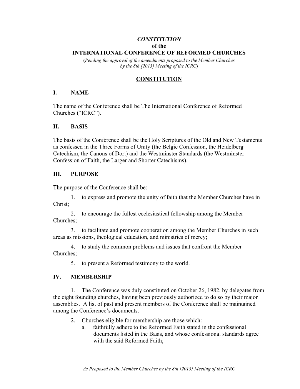 CONSTITUTION of the INTERNATIONAL CONFERENCE