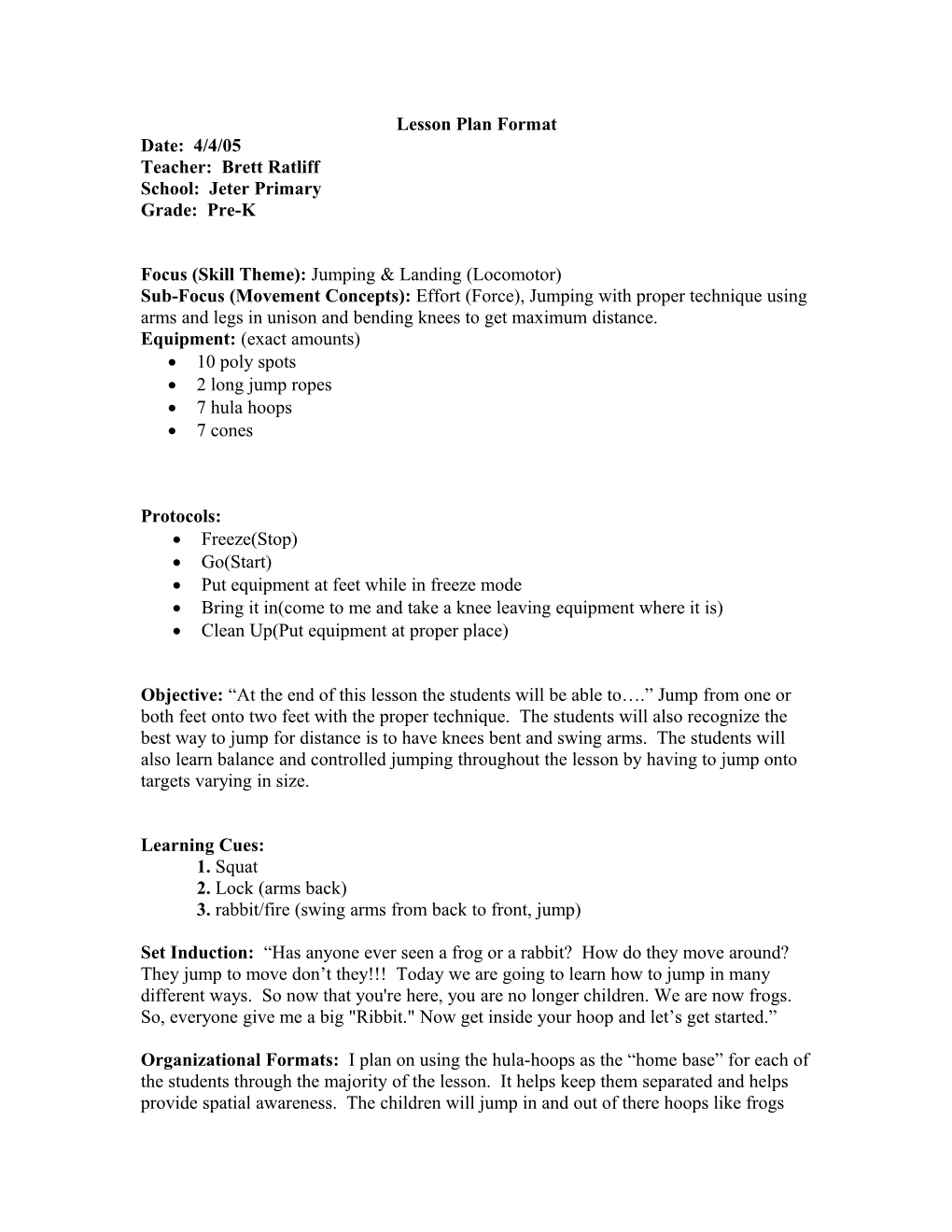 Lesson Plan Format s10