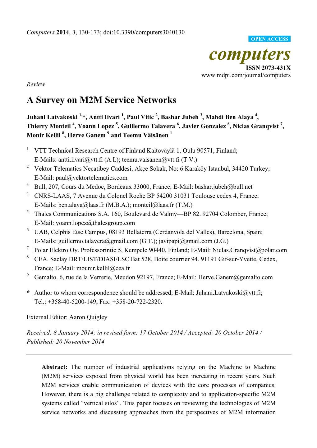 A Survey on M2M Service Networks