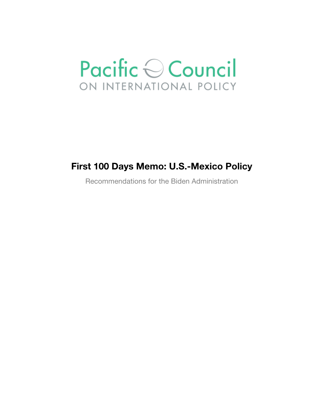 First 100 Days Memo: U.S.-Mexico Policy Recommendations for the Biden Administration
