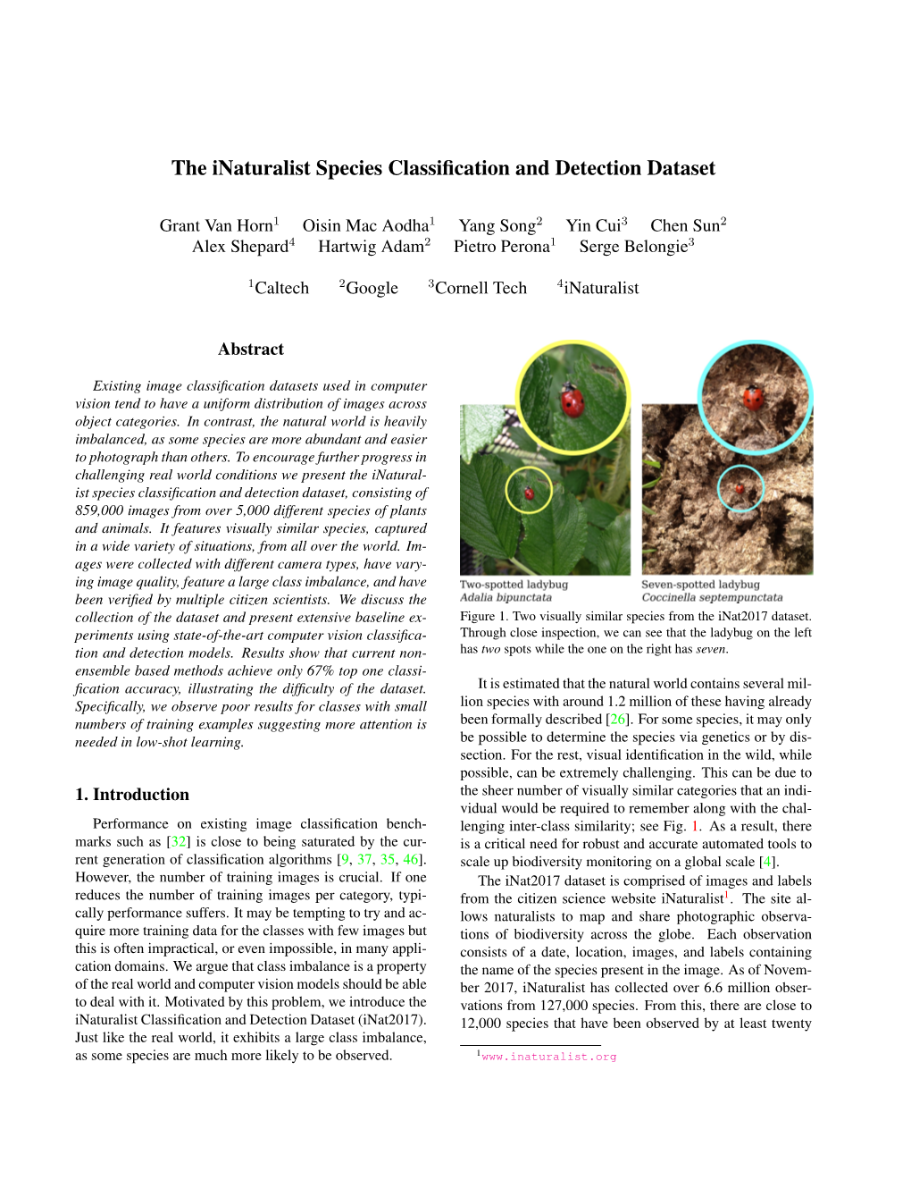 The Inaturalist Species Classification And