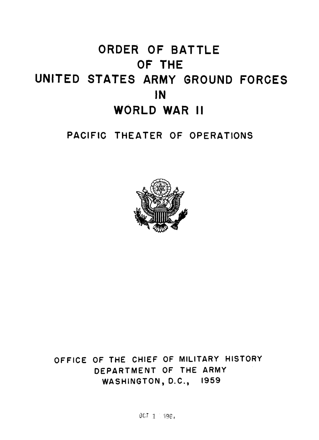 Order of Battle of the United States Army Ground Forces in World War Ii