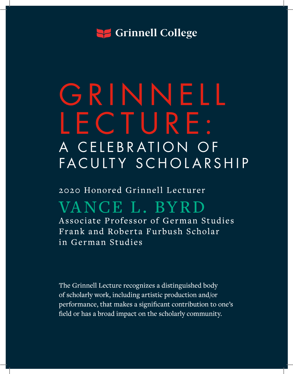 2020 Grinnell Lecture Booklet