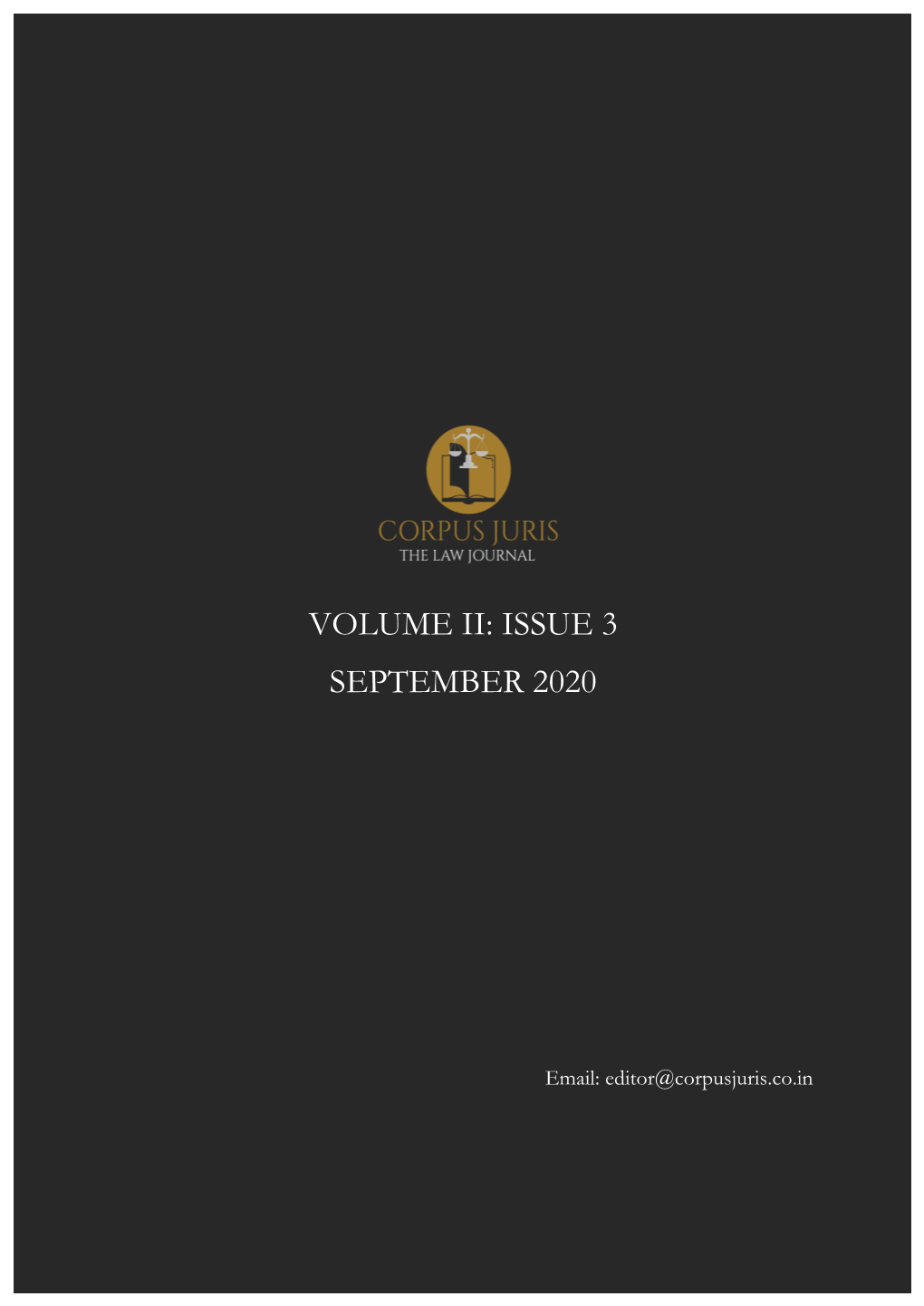 Volume Ii: Issue 3 September 2020