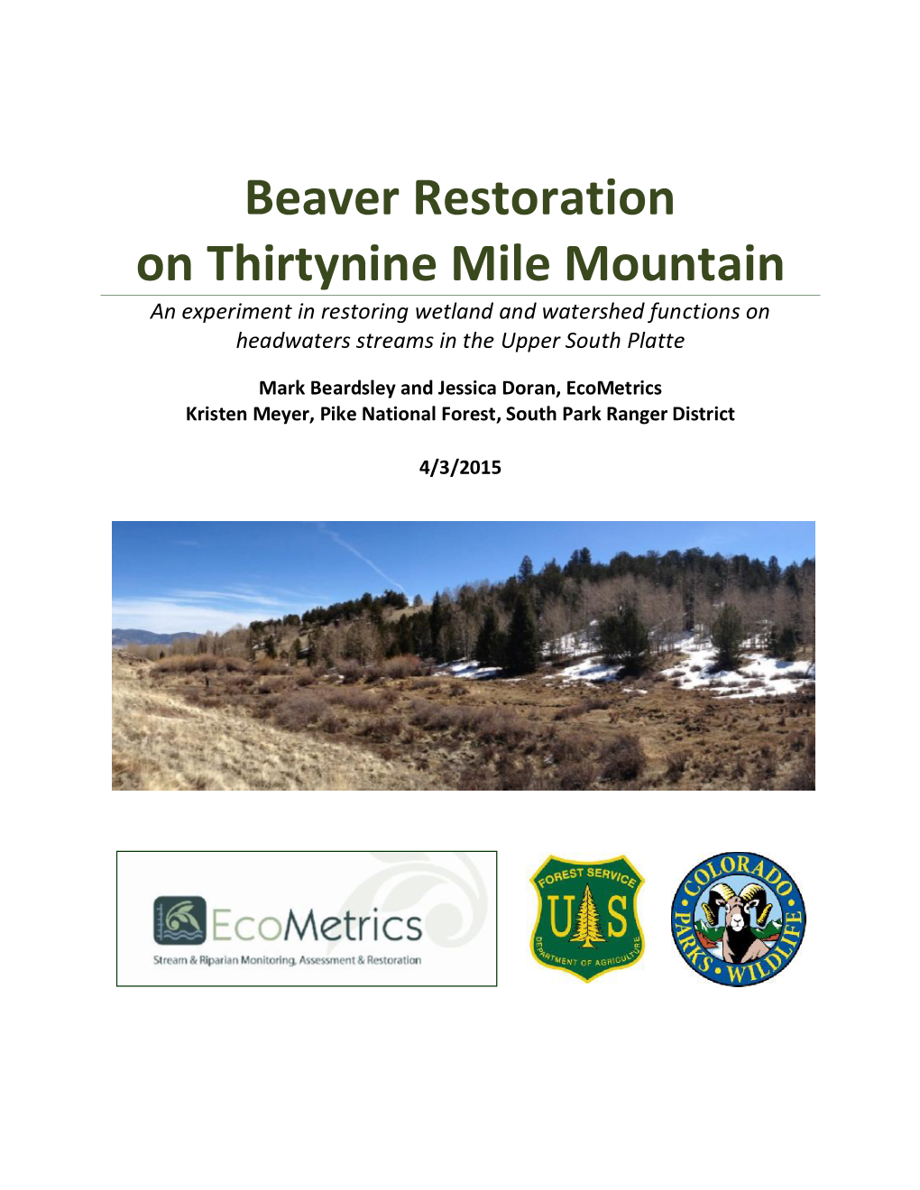 Beaver Reestablishment on 39-Mile Mountain