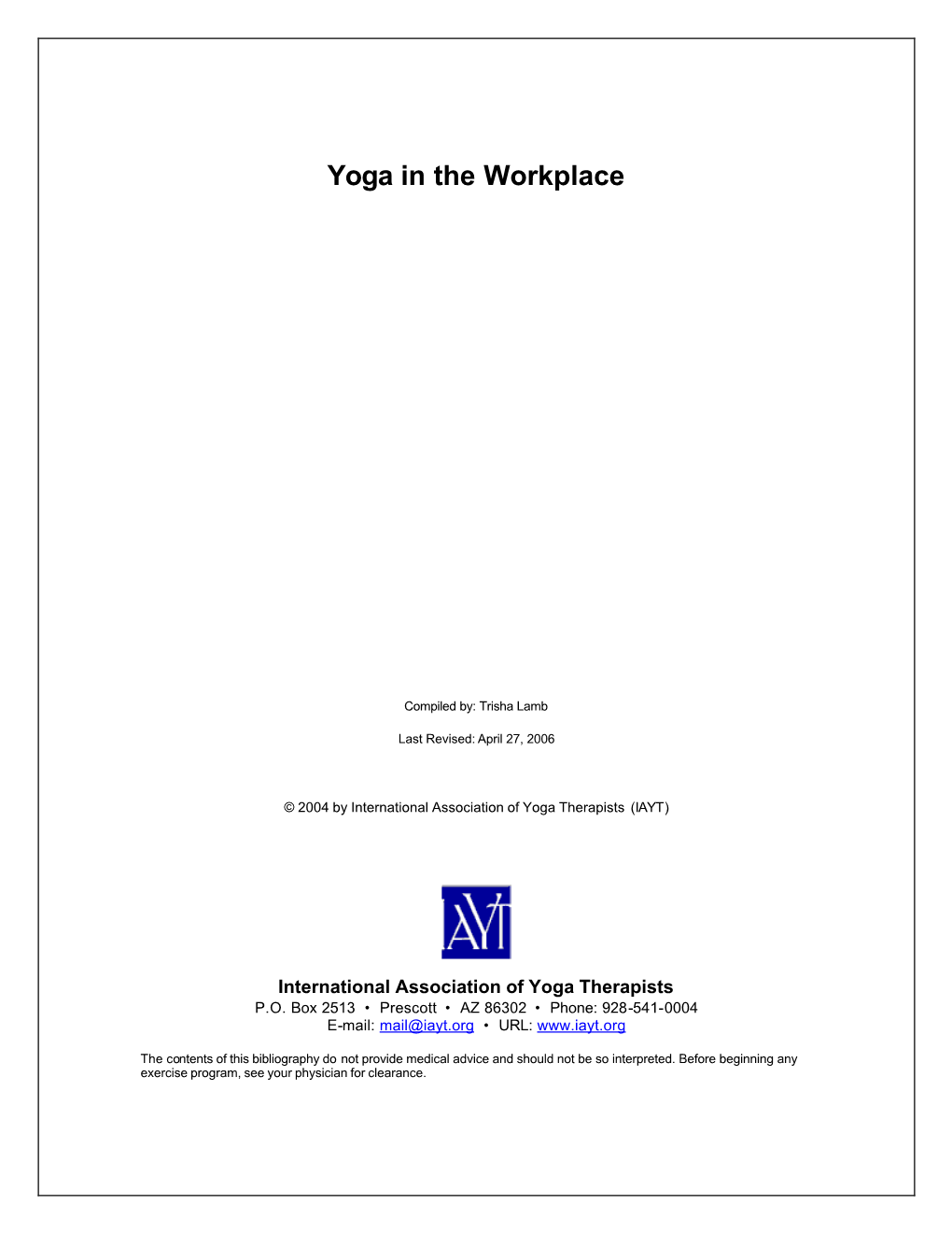 Yoga in the Workplace