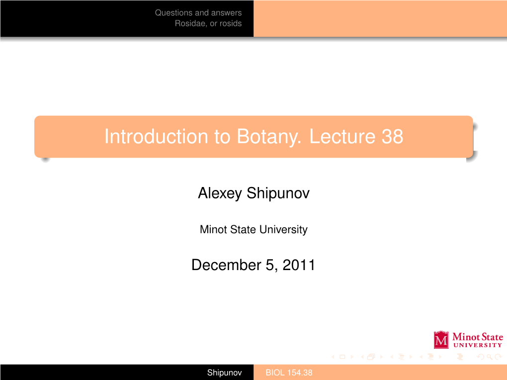 Introduction to Botany. Lecture 38