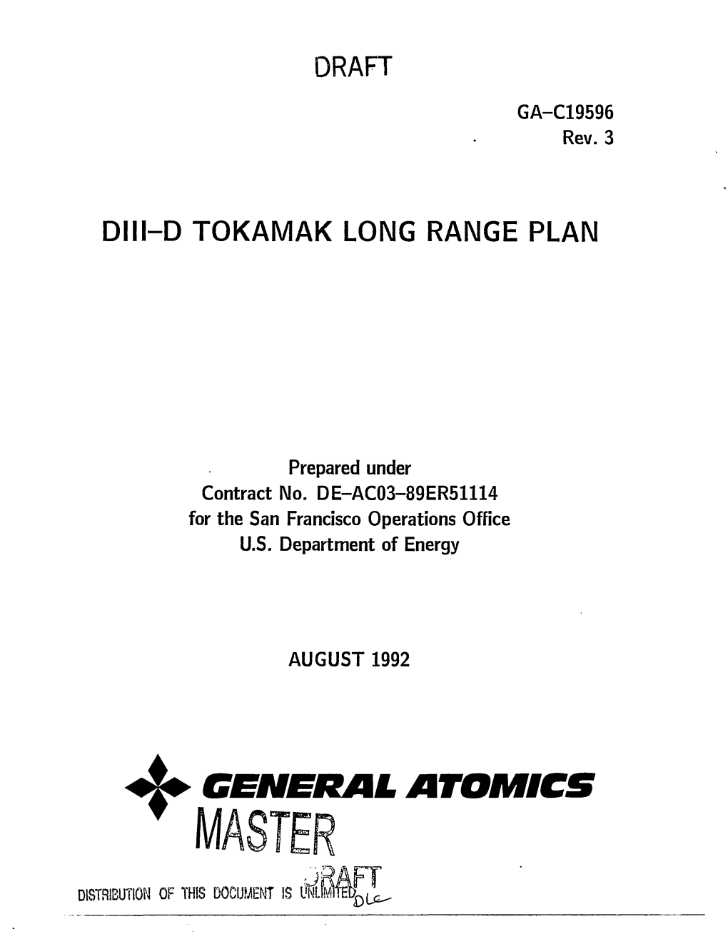 Diii-D Tokamak Long Range Plan