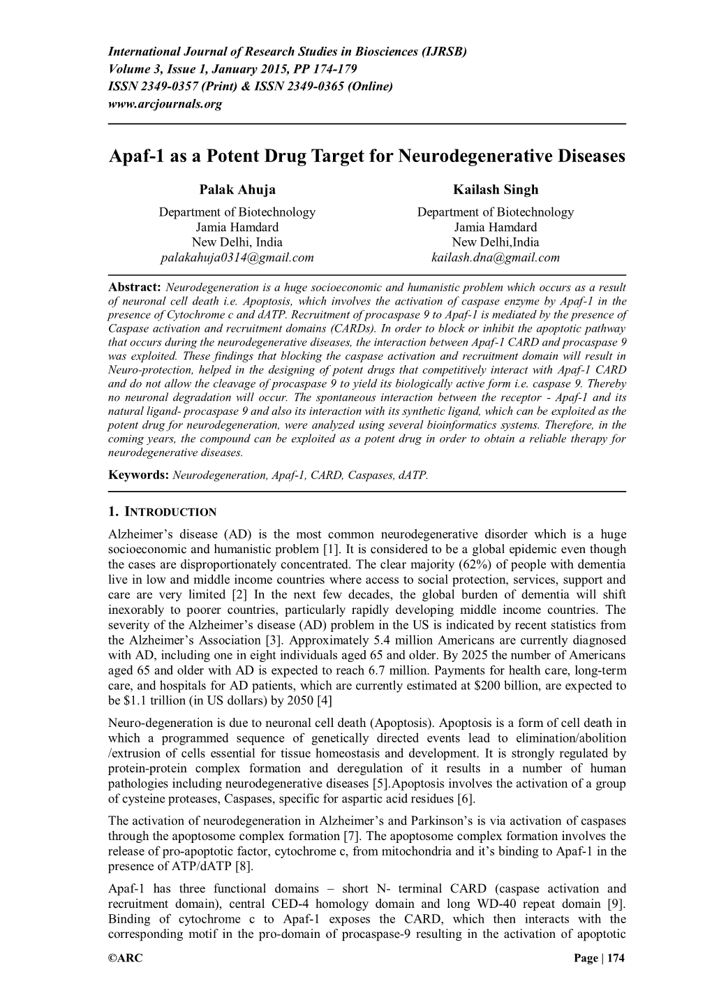 Apaf-1 As a Potent Drug Target for Neurodegenerative Diseases