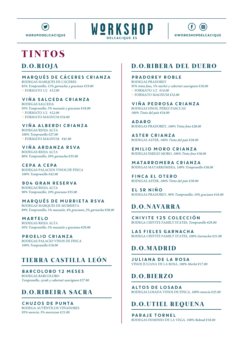 Tintos D.O.Rioja D.O.Ribera Del Duero