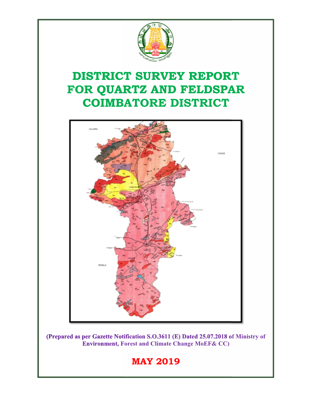 DISTRICT SURVEY REPORT for QUARTZ and FELDSPAR COIMBATORE DISTRICT Page Chapter Content No