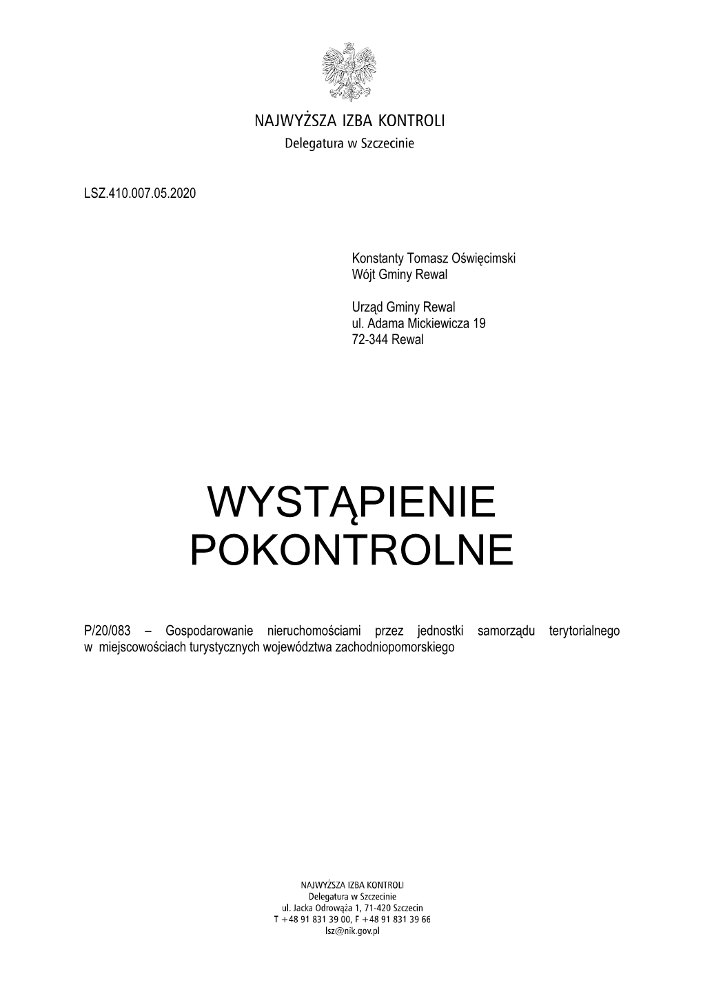 Wystąpienie Pokontrolne