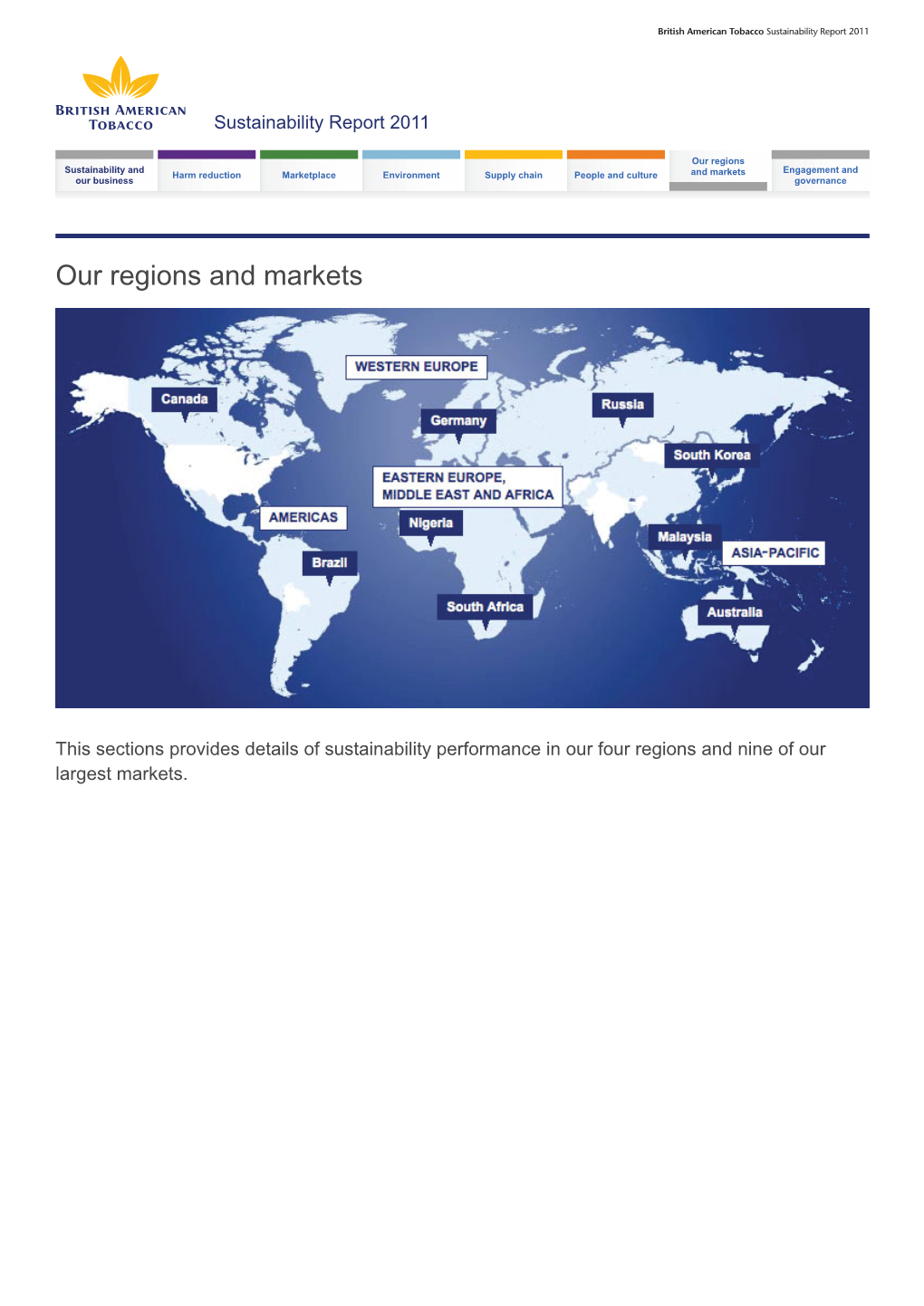 Our Regions and Markets