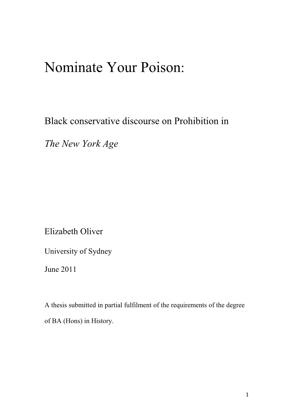 Nominate Your Poison