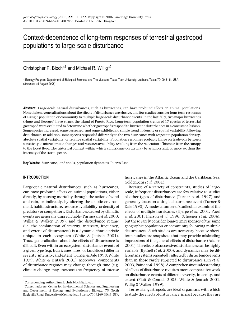 Context-Dependence of Long-Term Responses of Terrestrial Gastropod Populations to Large-Scale Disturbance