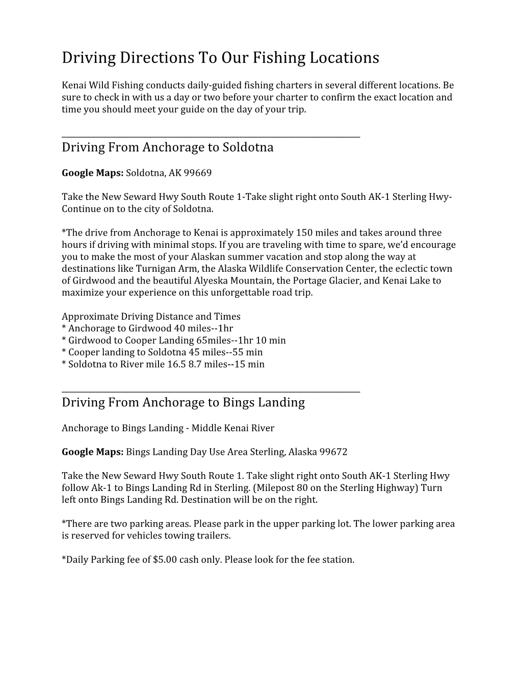 Driving Directions to Fishing Locations-PDF
