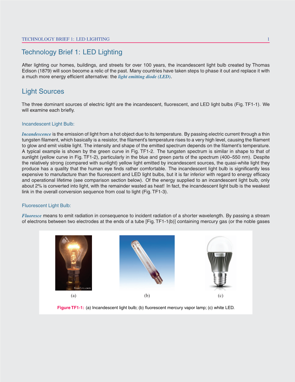 Technology Brief 1: LED Lighting Light Sources