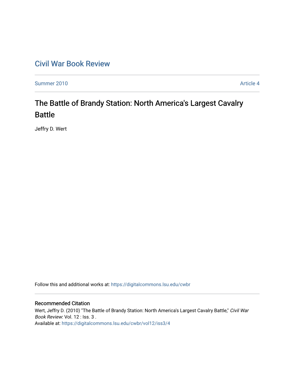 The Battle of Brandy Station: North America's Largest Cavalry Battle