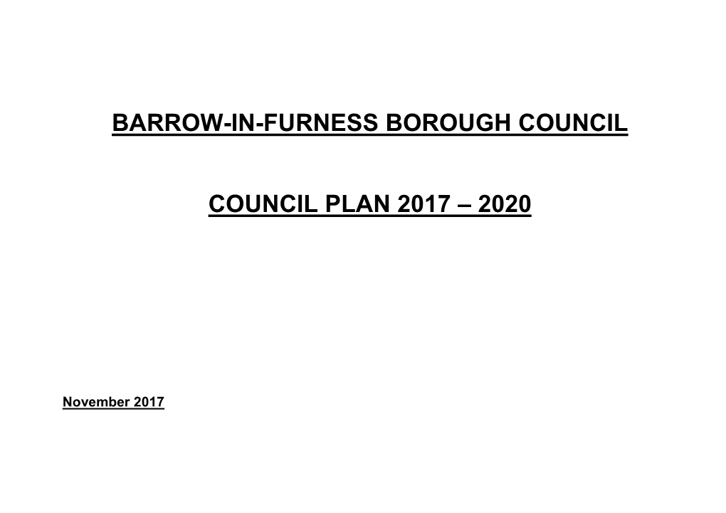 Barrow-In-Furness Borough Council Council Plan 2017 – 2020