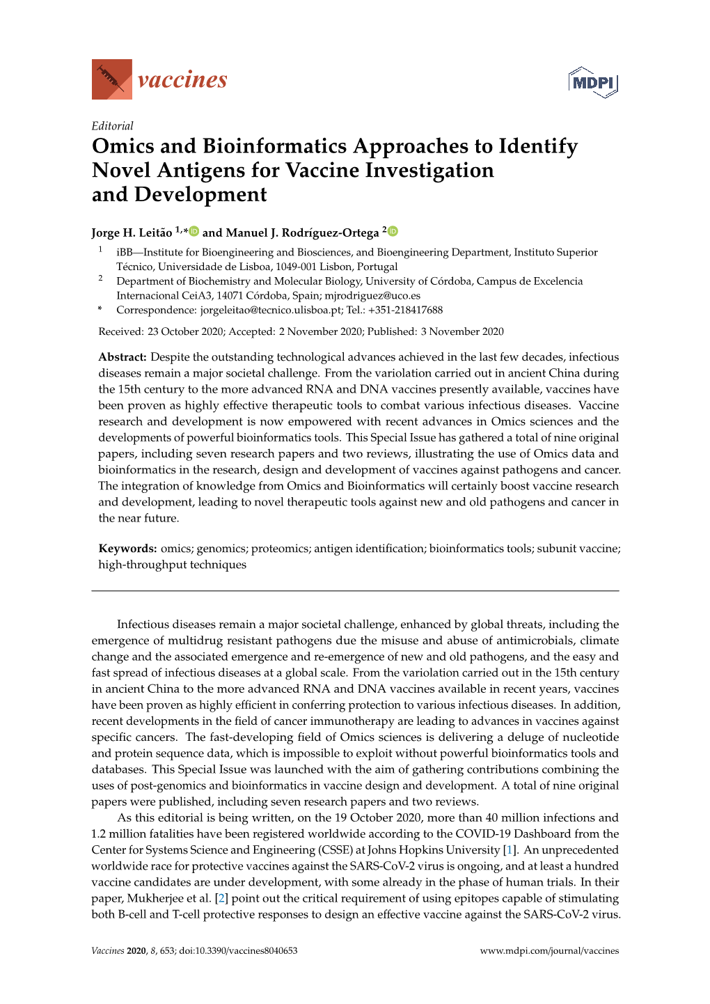 Omics and Bioinformatics Approaches to Identify Novel Antigens for Vaccine Investigation and Development