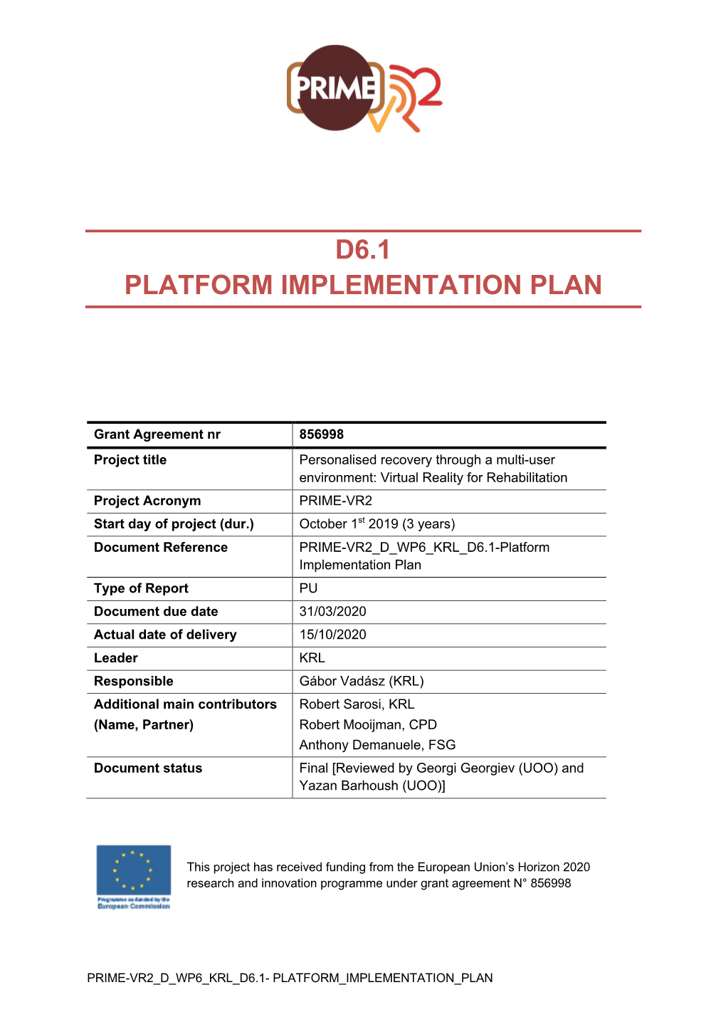 D6.1 Platform Implementation Plan