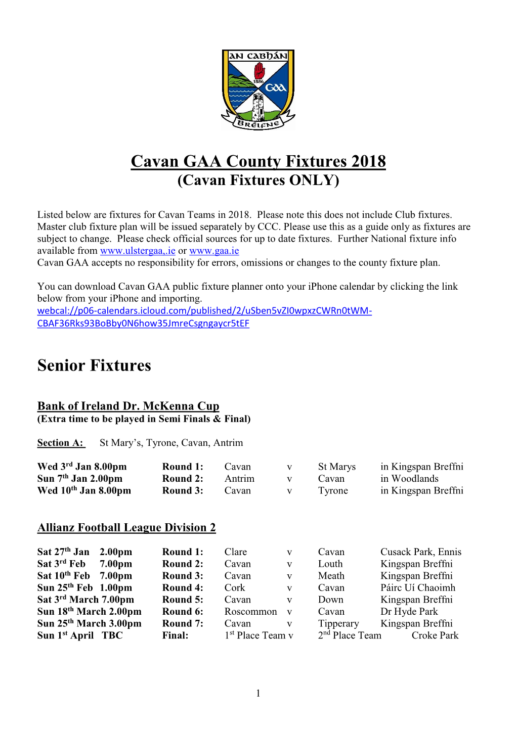 Proposed Fixtures 2001