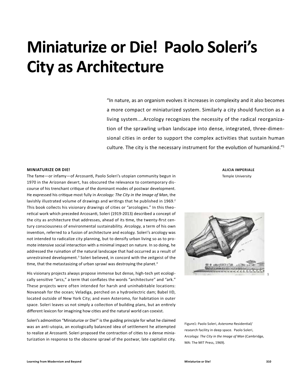 Miniaturize Or Die! Paolo Soleri's City As Architecture