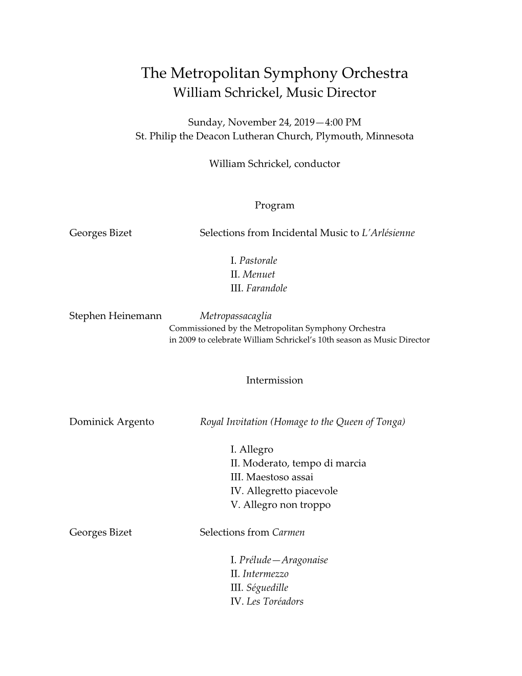 Read Music Director William Schrickel's Program Notes Here