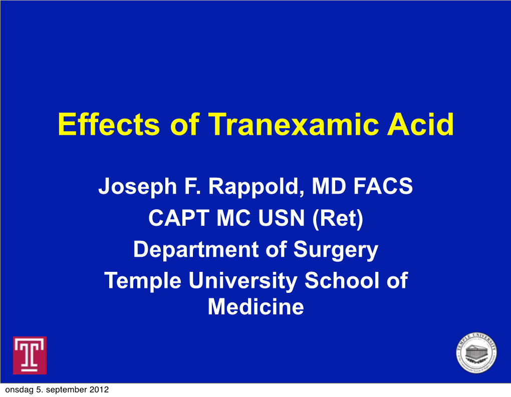 Effects of Tranexamic Acid