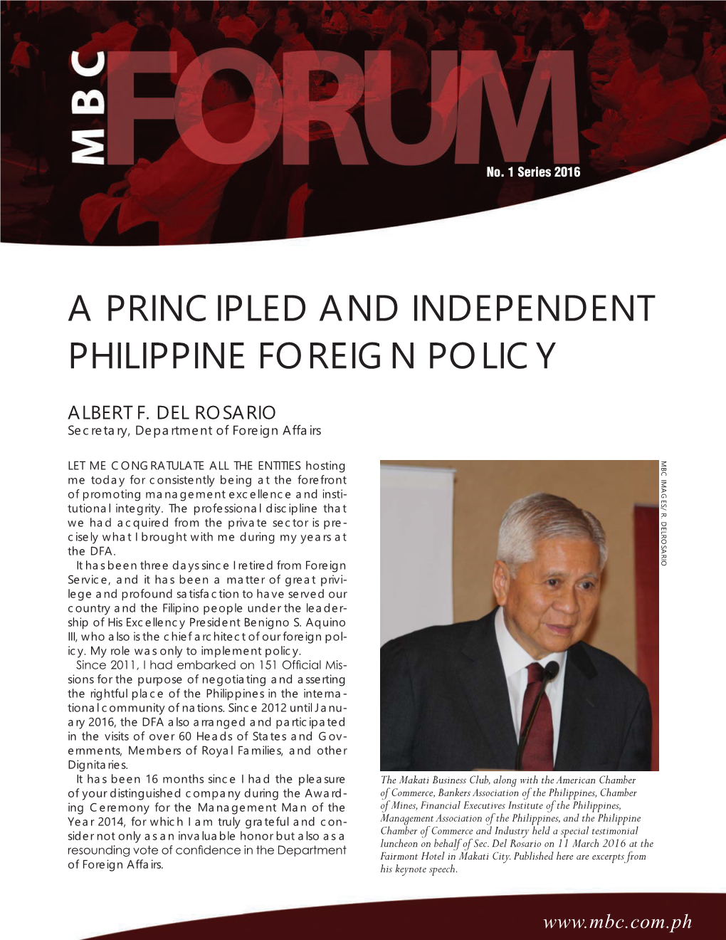 A Principled and Independent Philippine Foreign Policy