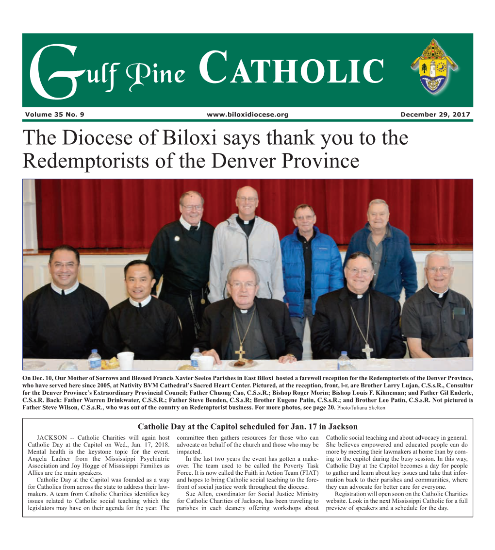 The Diocese of Biloxi Says Thank You to the Redemptorists of the Denver Province