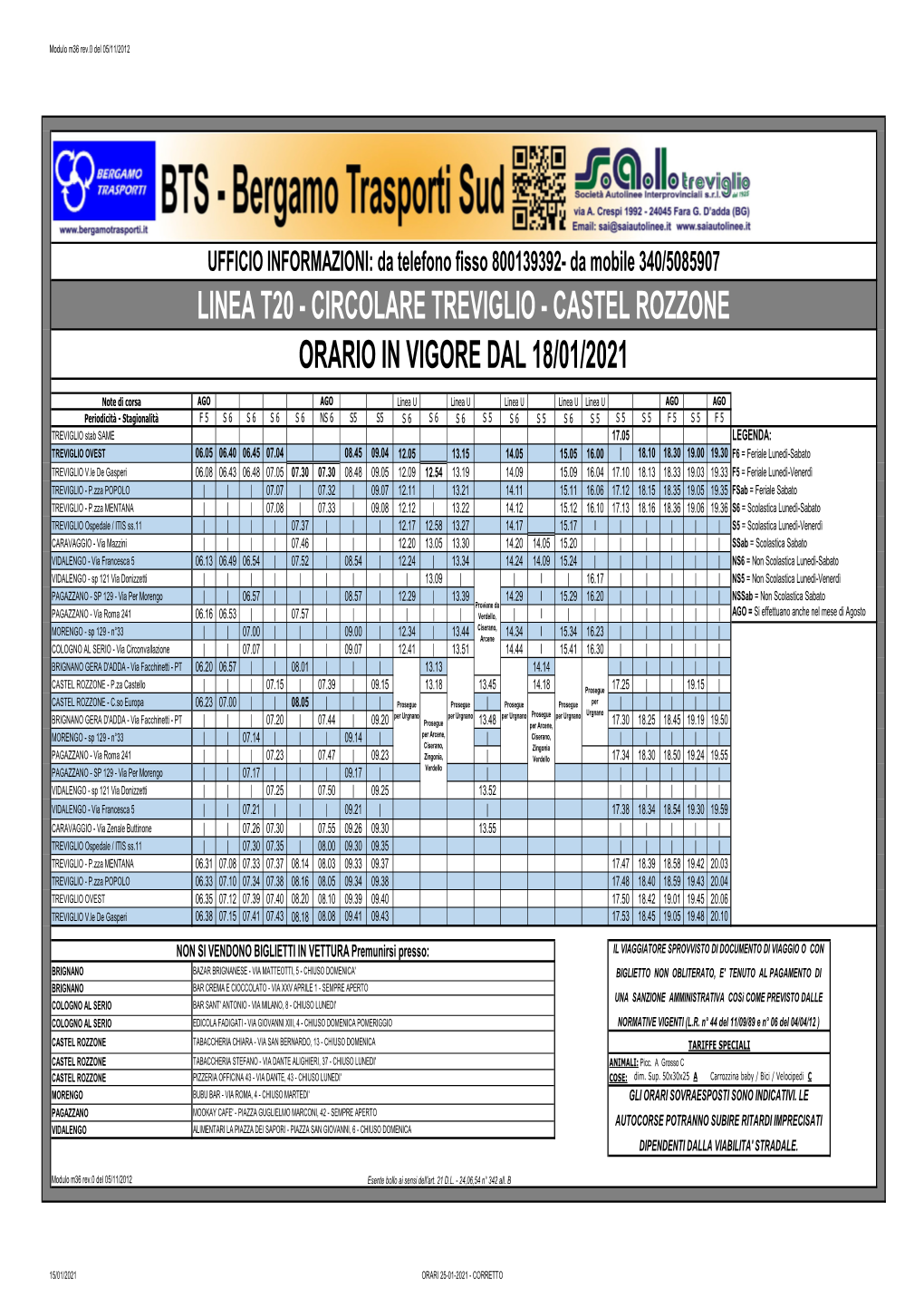 Linea T20 CIRCOLARE TREVIGLIO