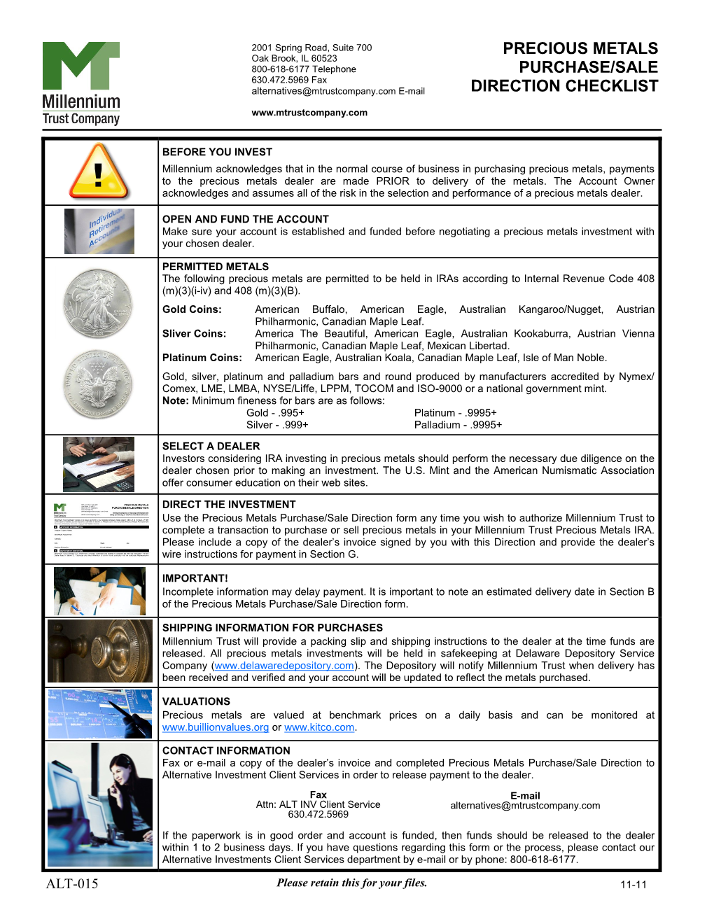 Precious Metals Purchase/Sale Direction