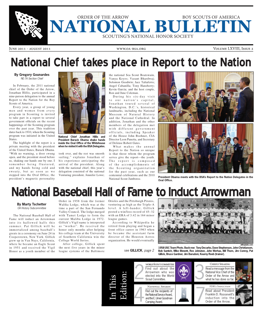 National Bulletin SCOUTING’S NATIONAL HONOR SOCIETY