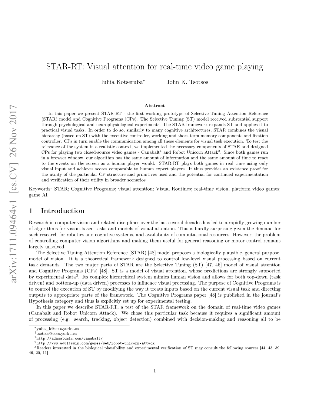 STAR-RT: Visual Attention for Real-Time Video Game Playing