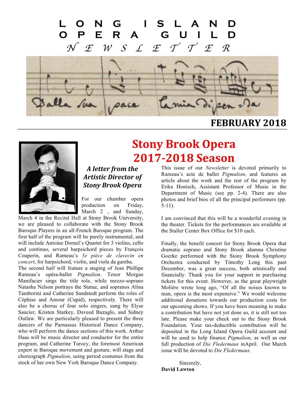 Stony Brook Opera 2017-2018 Season
