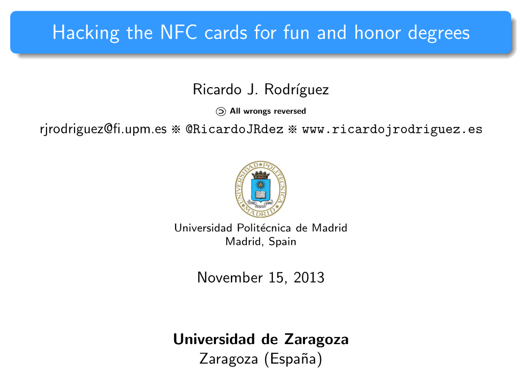 Hacking the NFC Cards for Fun and Honor Degrees