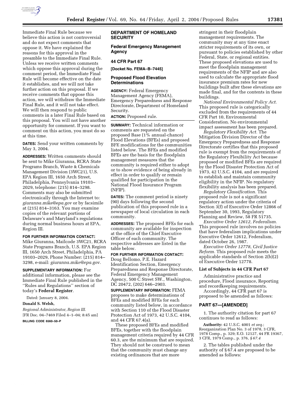 Federal Register/Vol. 69, No. 64/Friday, April 2, 2004/Proposed