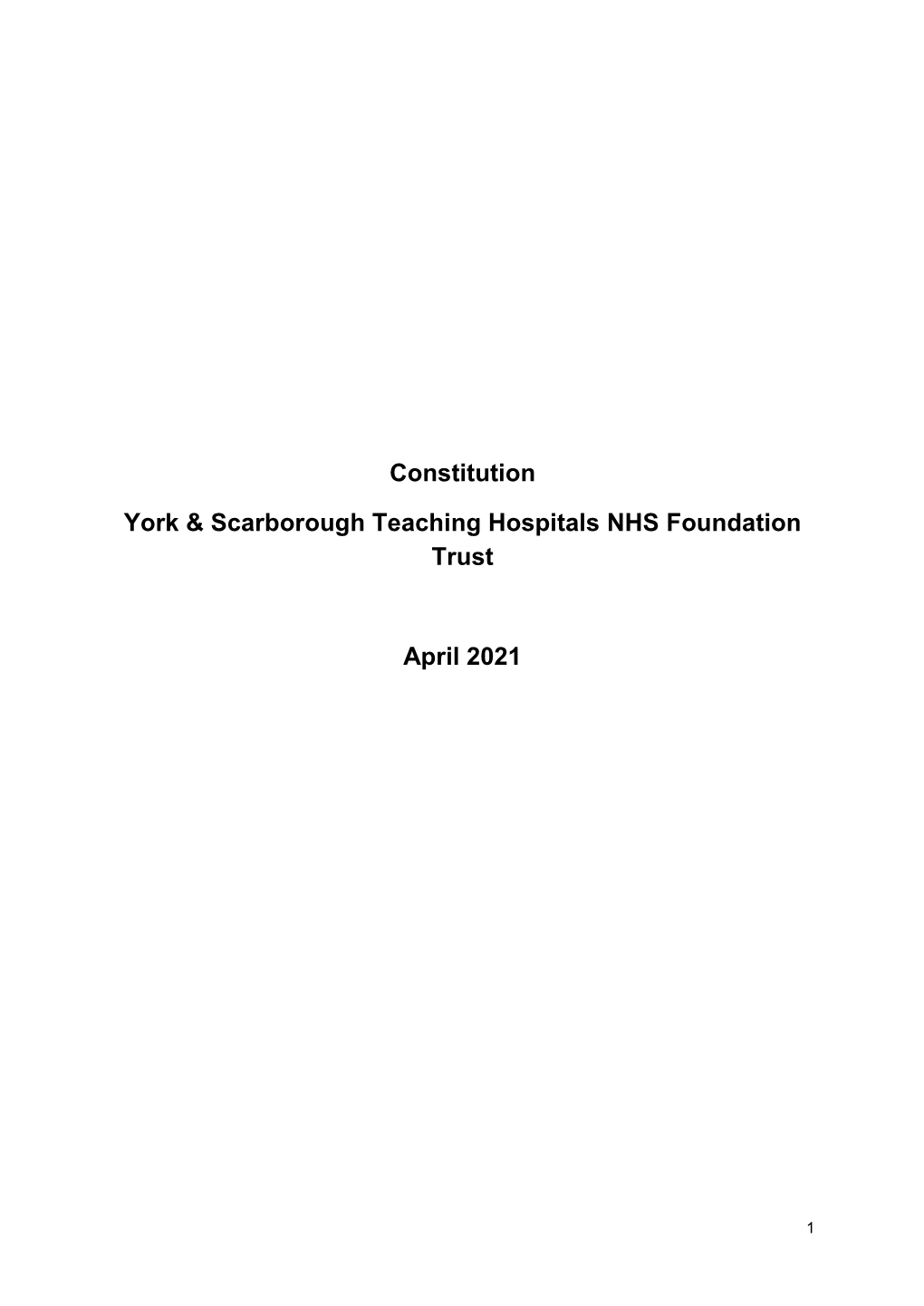 Constitution York & Scarborough Teaching Hospitals NHS