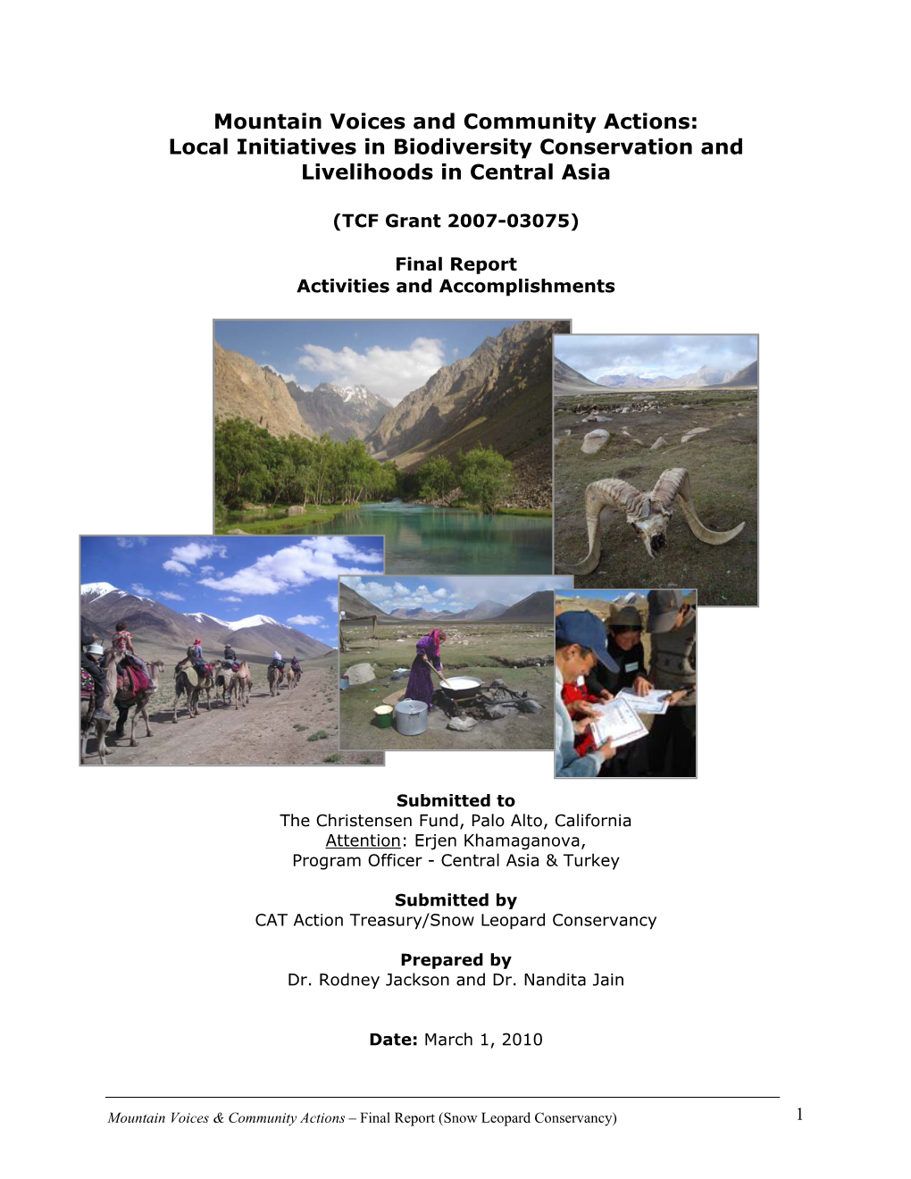 Mountain Voices and Community Actions: Local Initiatives in Biodiversity Conservation and Livelihoods in Central Asia