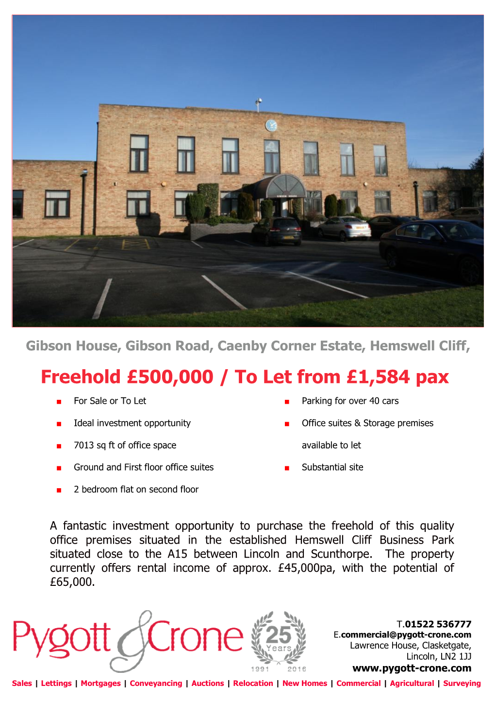 Freehold £500,000 / to Let from £1,584 Pax