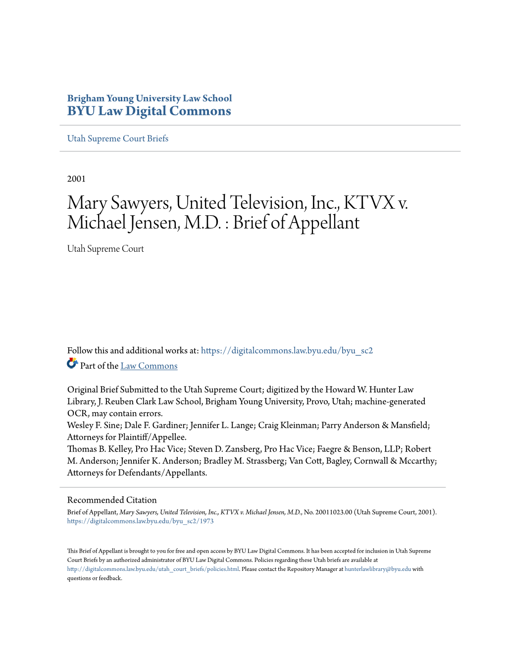 Mary Sawyers, United Television, Inc., KTVX V