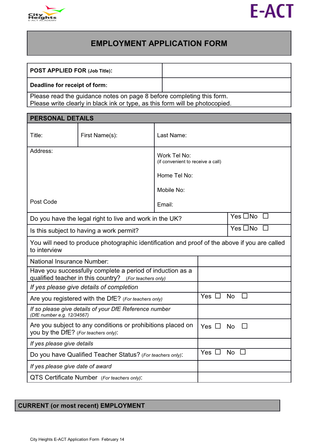 City Heights E-ACT Application Form Feb 2014 Page 8