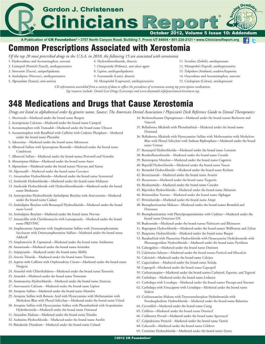 348 Medications and Drugs That Cause Xerostomia Common