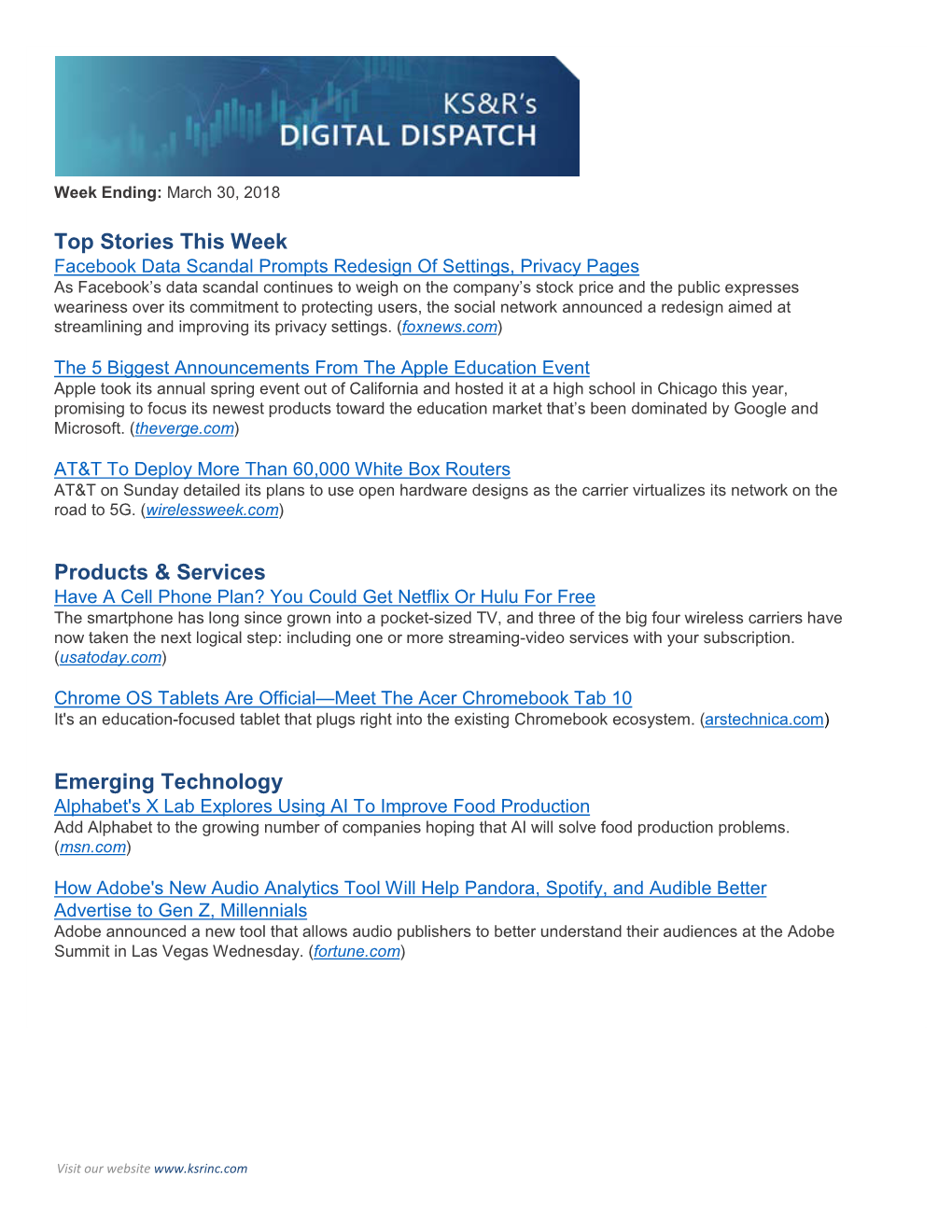Top Stories This Week Products & Services Emerging Technology