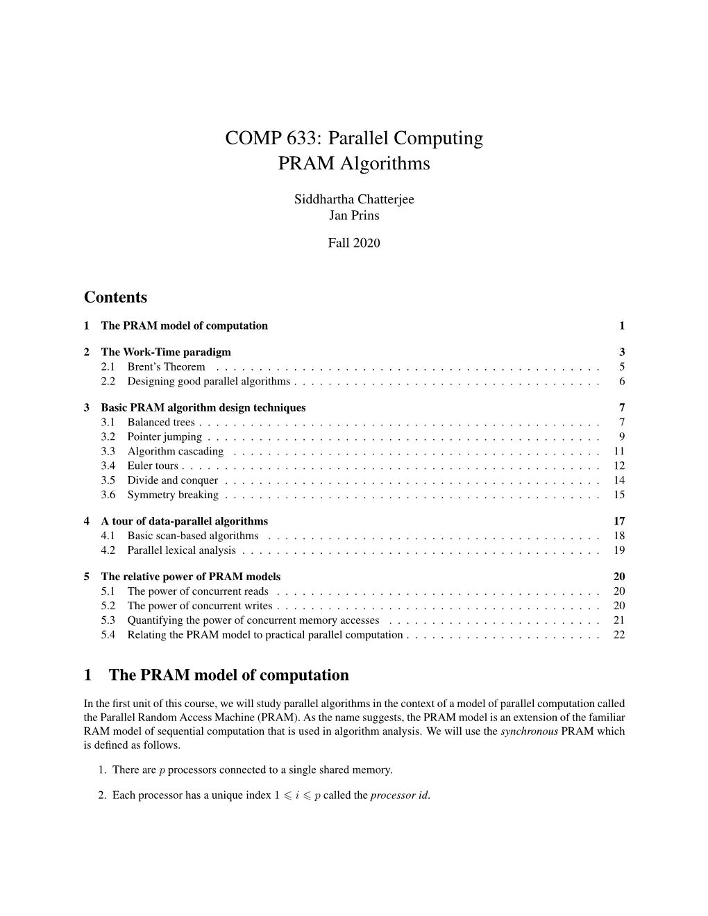 Parallel Computing PRAM Algorithms